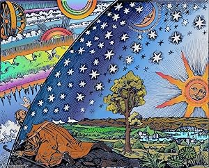 Medieval Cosmology [Flat Earth] : Camille Flammarion : Woodcut circa 1888