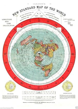 Gleason's New Standard Map of the World [Flat Earth] : circa 1892