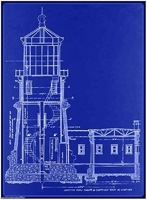 Split Rock Lighthouse Blueprint : Ralph Russell Tinkham circa 1907