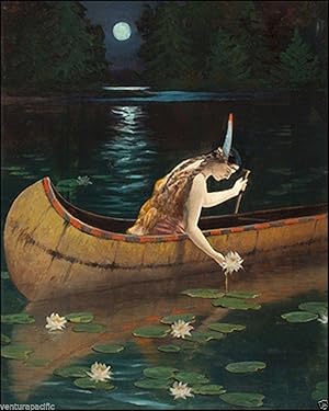 Indian Maiden Among the Water Lilies : circa 1921 : Fine Art Giclee Print