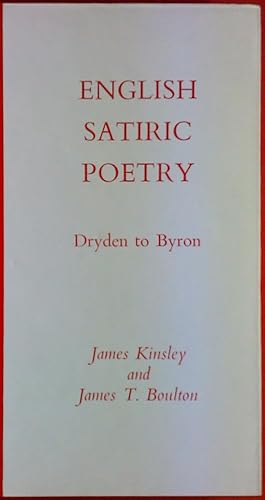 Seller image for English Satiric Poetry. Dryden to Byron for sale by biblion2