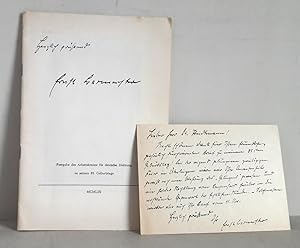 Seller image for Festgabe des Arbeitskreises f�r deutsche Dichtung zum 85. Geburtstag von Ernst Bacmeister mit einer handschr. Postkarte von Ernst Bacmeister an Hermann Wiedtmann for sale by Verlag IL Kunst, Literatur & Antiquariat