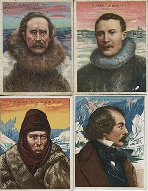 Four Arctic Explorers from the"World's Greatest Explorers" Series advertising Hassan Cigarettes