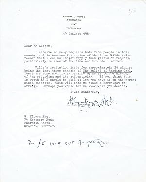 Imagen del vendedor de Typed letter signed a la venta por Peter Grogan