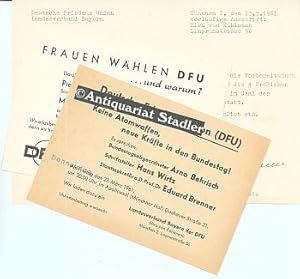 Bild des Verkufers fr Konvolut bestehend aus 3 Original-Aufrufen der deutschen Friedens-Union, landesverband Bayern. zum Verkauf von Antiquariat im Kloster