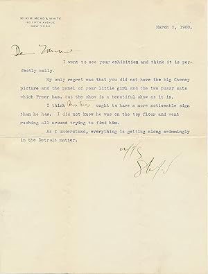 Typed Letter SIGNED on "McKim, Mead & White" stationery, 4to, New York, March 2, 1900