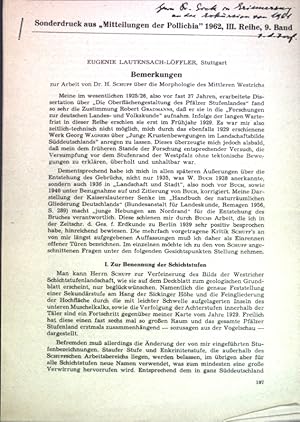 Imagen del vendedor de Bemerkungen zur Arbeit von Dr. H. Schupp ber die Morphologie des Mittleren Westrichs; a la venta por books4less (Versandantiquariat Petra Gros GmbH & Co. KG)