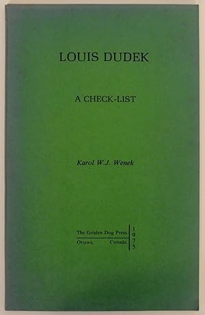 Imagen del vendedor de Louis Dudek: A Check-List a la venta por Jeff Hirsch Books, ABAA