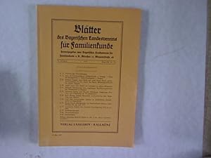 Blätter des Bayerischen Landesvereins für Familienkunde. 36. Jg., Bd. XII, Nr. 1/2.