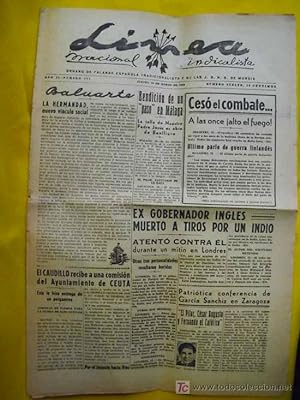 LÍNEA Nacional Sindicalista. Año II - Número 291 - 14 Marzo 1940