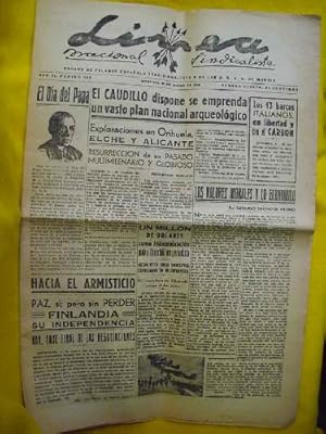 LÍNEA Nacional Sindicalista. Año II - Número 288 - 10 Marzo 1940