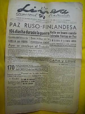 LÍNEA Nacional Sindicalista. Año II - Número 290 - 13 Marzo 1940