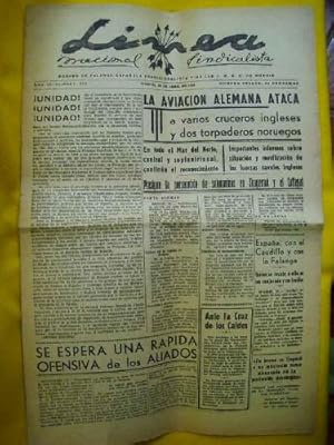 LÍNEA Nacional Sindicalista. Año II - Número 321 - 19 Abril 1940