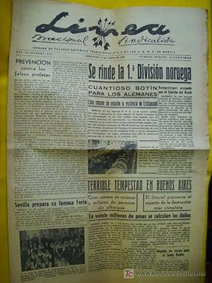 LÍNEA Nacional Sindicalista. Año II - Número 319 - 17 Abril 1940