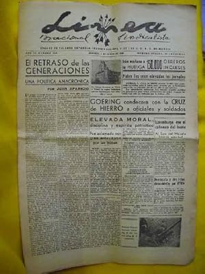 LÍNEA Nacional Sindicalista. Año II - Número 282 - 3 Marzo 1940
