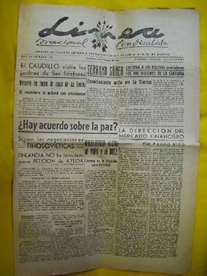 LÍNEA Nacional Sindicalista. Año II - Número 289 - 12 Marzo 1940