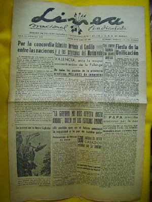 LÍNEA Nacional Sindicalista. Año II - Número 320 - 18 Abril 1940