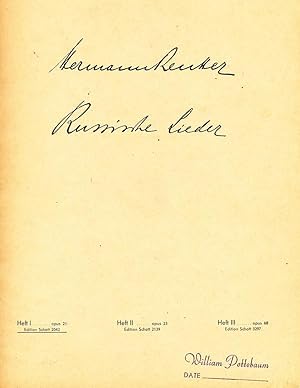 Image du vendeur pour Russische Lieder. Op. 23. Nach Gedichten von Tjoutschew, Calzow, Jessenin, Tolstoi, Lermontow. Gumiljow, Fet und Block. Fr eine Singstimme mit Klavierbegleitung / Heft 1, Opus 21 (Acht lieder fr hohe Stimme) mis en vente par Randall's Books