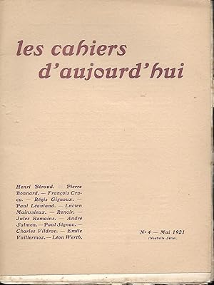 Imagen del vendedor de Les cahiers d'aujourd'hui Numro 4 (Nouvelle srie) Mai 1921 a la venta por LES TEMPS MODERNES