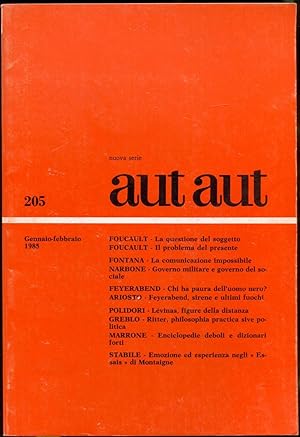 Seller image for Aut Aut. Rivista bimestrale fondata da Enzo Paci. Nuova serie 205, gennaio-febbraio 1985 for sale by Antikvariat Valentinska