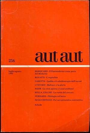 Seller image for Aut Aut. Rivista bimestrale fondata da Enzo Paci. Nuova serie 256, luglio-agosto 1993 for sale by Antikvariat Valentinska