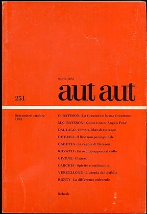 Seller image for Aut Aut. Rivista bimestrale fondata da Enzo Paci. Nuova serie 251, settembre-ottobre 1992 for sale by Antikvariat Valentinska