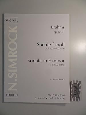 Imagen del vendedor de Johannes Brahms : op. 120/1 - Sonate f-moll fr Violine und Klavier. Elite Edition 1183. a la venta por Druckwaren Antiquariat