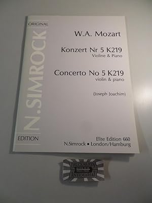 Bild des Verkufers fr W. A. Mozart : Konzert Nr 5 K219 - Violine & Piano. Elite Edition 660. zum Verkauf von Druckwaren Antiquariat