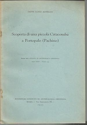 Immagine del venditore per Scoperta di una catacomba a Portopalo (Pachino) (Rivista di archeologia Cristiana XXIX Numeri 3-4, 1953) venduto da Bookfeathers, LLC