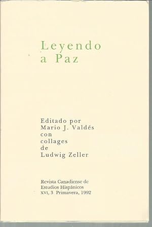 Imagen del vendedor de Leyendo a Paz: Revista Canadiense de Estudios Hispanicos, Vol. XVI, No. 3 (Primavera 1992) a la venta por Bookfeathers, LLC