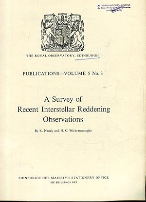 Immagine del venditore per A Survey of Recent Interstellar Redding Observations. venduto da Antiquariat am Flughafen