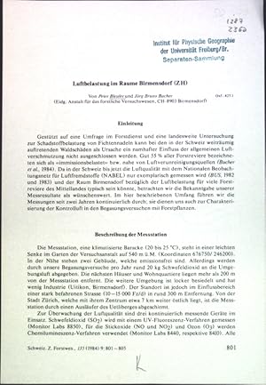 Imagen del vendedor de Luftbelastung im Raume Birmensdorf (ZH); a la venta por books4less (Versandantiquariat Petra Gros GmbH & Co. KG)