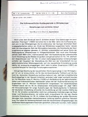 Bild des Verkufers fr Die frhneuzeitliche Ausbauperiode in Mitteleuropa: Bemerkungen zum zeitlichen Ablauf. zum Verkauf von books4less (Versandantiquariat Petra Gros GmbH & Co. KG)