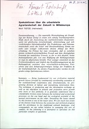 Image du vendeur pour Spekulationen ber die urbanisierte Agrarlandschaft der Zukunft in Mitteleuropa; mis en vente par books4less (Versandantiquariat Petra Gros GmbH & Co. KG)