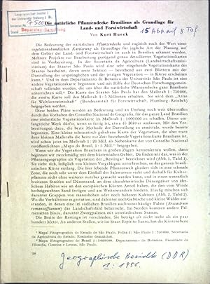 Bild des Verkufers fr Die natrliche Pflanzendecke Brasiliens als Grundlage fr Land- und Forstwirtschaft; zum Verkauf von books4less (Versandantiquariat Petra Gros GmbH & Co. KG)