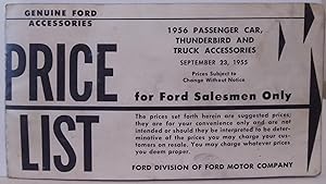 Genuine Ford Accessories Price List 1956 Passenger Car, Thunderbird and Truck Accessories Septemb...