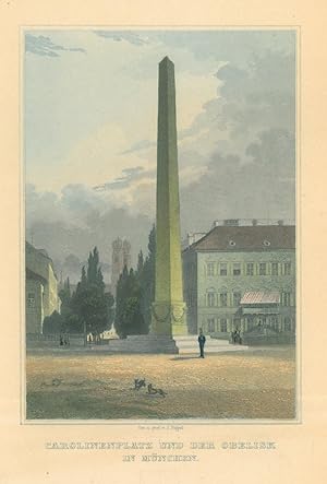 Bild des Verkäufers für MÜNCHEN. - Karolinenplatz. "Carolinenplatz und der Obelisk in München", im Hintergrund die Türme der Frauenkirche. zum Verkauf von Franziska Bierl Antiquariat
