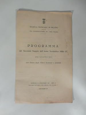 Scuola musicale di Milano (via Conservatorio, 32). Programma del secondo saggio dell'anno scolast...