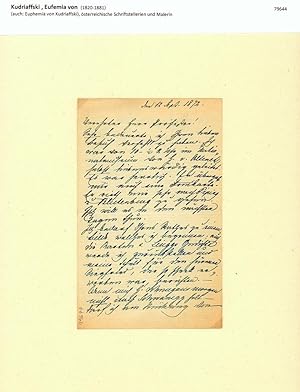 Eigenhändiger Brief mit Unterschrift. Mit blauer Tinte in Kurrentschrift geschrieben. München 1872.