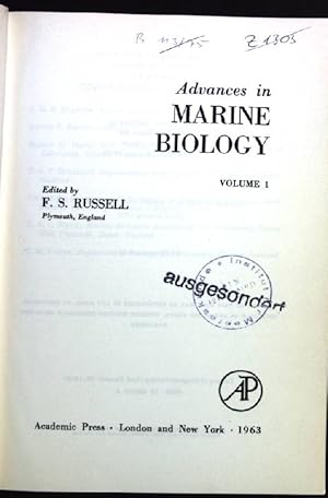 Seller image for Advances in Marine Biology: v. 1 for sale by books4less (Versandantiquariat Petra Gros GmbH & Co. KG)