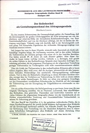 Bild des Verkufers fr Der Reliefsockel als Gestaltungsmerkmal des Abtragungsreliefs; zum Verkauf von books4less (Versandantiquariat Petra Gros GmbH & Co. KG)