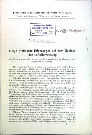 Bild des Verkufers fr Einige praktische Erfahrungen auf dem Gebiete der Luftbildmessung; zum Verkauf von books4less (Versandantiquariat Petra Gros GmbH & Co. KG)