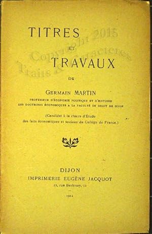 Titres et travaux de Germain-Martin.