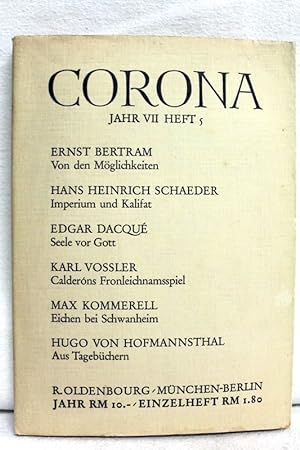 Corona. Zweimonatsschrift. Siebentes Jahr (VII). Fünftes Heft (5). 1937.