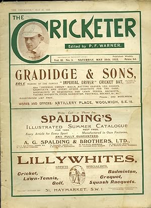 Bild des Verkufers fr The Cricketer (Weekly Magazine) Volume II Number 3 Saturday May 20th 1922. zum Verkauf von Little Stour Books PBFA Member