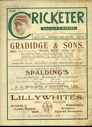 Bild des Verkufers fr The Cricketer (Weekly Magazine) Volume II Number 5 Saturday June 3rd 1922. zum Verkauf von Little Stour Books PBFA Member