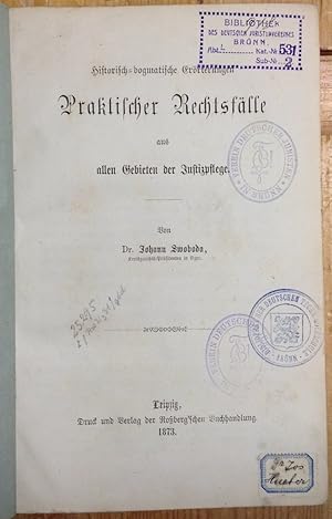 Immagine del venditore per Historisch-dogmatische Errterungen Praktischer Rechtsflle aus allen Gebieten der Justizpflege. venduto da Buch & Consult Ulrich Keip