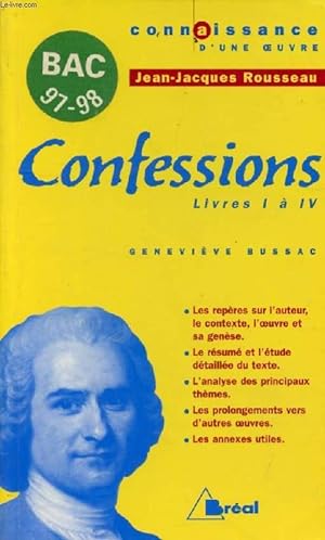 Image du vendeur pour CONFESSIONS, LIVRES I-IV (JEAN-JACQUES ROUSSEAU) mis en vente par Le-Livre