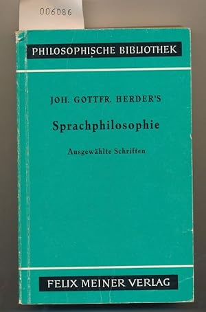 Bild des Verkufers fr Herders Sprachphilosophie - ausgewhlte Schriften zum Verkauf von Buchhandlung Lutz Heimhalt