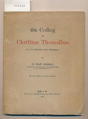 Imagen del vendedor de Ein Colleg bei Christian Thomasius a la venta por Buchhandlung Lutz Heimhalt